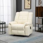 Poltrona de Massagem Poltrona Relax Reclinável com 8 Pontos de Massagem Controlo Remoto Estofada em PU 94x99x99 cm Creme