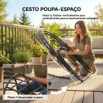 Cadeira Suspensa Tipo Ovo com Suporte Cesto Dobrável Apoio de Cabeça Almofada Bolso Lateral Capacidade 120 kg Cinzento Escuro