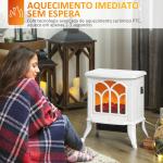 Lareira Elétrica 750/1500 W Lareira Decorativa com 2 Níveis de Potência Efeito Chama Área de Cobertura 15 - 20 m² 37,3x23,1x44 cm Branco