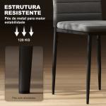 Conjunto de 6 Cadeiras de Sala de Jantar Estofadas em Linho e Pés de Metal para Cozinha Carga Máxima 120kg 41x50x97 cm Cinza