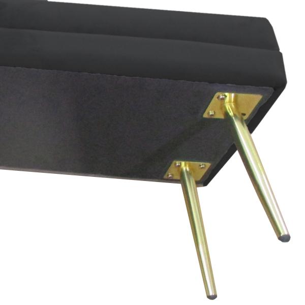 Baú de Arrumação para Quarto 39 L em Veludo com Pés de Aço 100x37,5x42 cm Preto