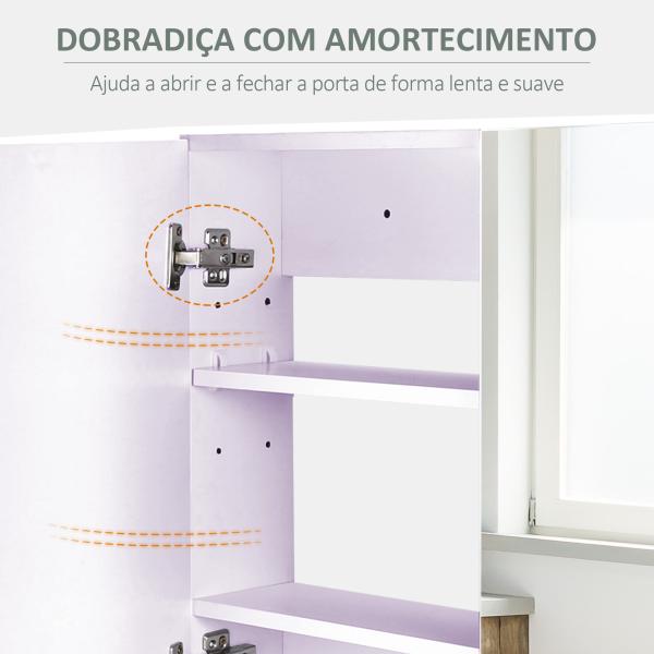 Armário Casa de Banho com Espelho com 2 Portas 3 Prateleiras Internas Estilo Moderno 80x15x60 cm Roxo Claro
