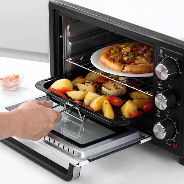 Mini Forno 16 L 1400 W com 3 Modos de Aquecimento Temperatura até 230°C Temporizador 60 Minutos Bandeja para Assar e Grade 44x32x28,1 cm Branco e Preto