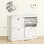 Móvel Sapateira Branco Sapateira Estreita com 4 Portas e Prateleira Ajustável para 20 Pares de Sapatos 105x24x82,5 cm Branco