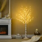 Árvore de Bétula com 96 Luzes LED IP44 Branco Quente Ramos Flexíveis Árvore de Decoração 22x22x150cm Branco