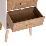 Mesa de Cabeceira com 4 Gavetas Amplo Espaço de Armazenamento para Dormitório 40x30x75 cm Branco e Madeira