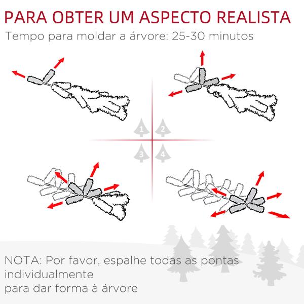 Árvore de Natal Artificial Altura 210cm com 510 Ramos de Folhas de PVC Ignífugos Base Dobrável e Suporte Metálico Verde