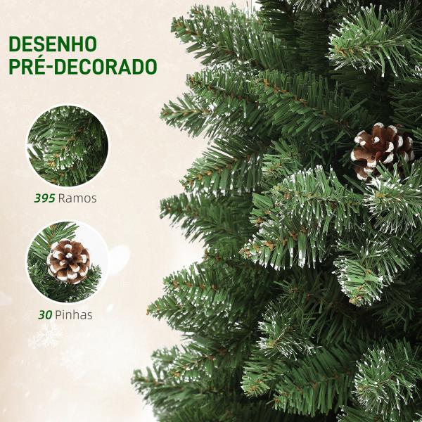 Árvore de Natal 150 cm Árvore de Natal Artificial com 395 Ramos e Suporte de Metal Árvore de Natal para Interior Verde