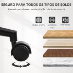 Cadeira de Escritório sem Braços Cadeira de Secretária Vintage Giratória Estofada em PU Altura Ajustável 52x54x74 - 84 cm Preto e Madeira