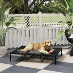 Cama Elevada para Cães com Tecido Transpirável para Dormir Relaxar Cama para Animais de Estimação 122x92x23 cm Preto