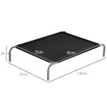 Cama Elevada para Animais de Estimação Cama para Cães e Gatos Desmontável Tecido Textilene Exterior Jardim Terraço 110x75x20 cm Preto