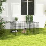 Parque para Cães 8 Painéis 61x61cm Dobráveis Gaiola Metálica para Animais de Estimação com Porta e Dupla Fechadura Preto