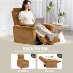 Poltrona Relax Reclinável Manual Estofada em Veludo com Apoio para Pés 73x86x100 cm Marrom
