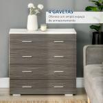 Cómoda com 4 Gavetas Moderna para Dormitório Corredor Sala de Estar 76x35x72 cm Cinzento e Branco