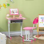 Conjunto de Secretária e Cadeira para Crianças com Altura Ajustável 1 Gaveta e 1 Prateleira para Livros 60x45x90 - 120 cm Rosa