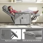 Poltrona Relax Reclinável Elétrica Poltrona Levanta Pessoas com Controlo Remoto e Bolso Lateral 66x90x96 cm Cinza