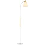 Candeeiro de Pé LED com Altura Ajustável Ecrã Interruptor para Sala de Estar Escritório Quarto 49x21x127 - 160 cm Branco e Dourado