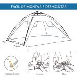 Tenda de Praia Dobrável Tenda de Praia Pop - up 1 - 2 Pessoas com 2 Portas 2 Janelas e Bolsa de Transporte 220x173x120 cm Azul