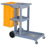 Carro de Limpeza com Bolsa de 100L Carro de Limpeza Profissional com 3 Prateleiras e Plataforma 121x50,5x96,5 cm Cinza e Amarelo