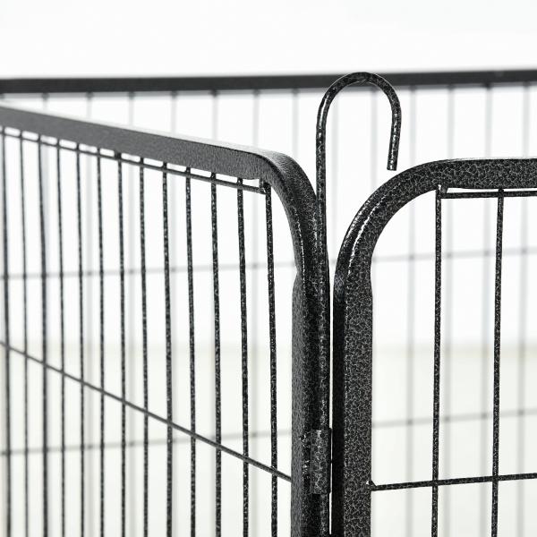 Parque para Cães com 12 Painéis Recinto para Animais de Estimação Modular com 2 Portas 80x60 cm Preto