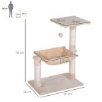 Árvore Arranhador para Gatos Torre para Gatos 50x36x70 cm com Rede Plataforma Poste de Sisal e Bola Suspensa Bege