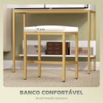 Toucador de Maquilhagem com Luz e Banco Mesa de Maquilhagem com 2 Gavetas e Prateleiras Estilo Moderno para Quarto Branco