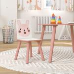 Conjunto de Mesa e Cadeiras para Crianças de 3 Peças Mesa Infantil com 2 Cadeiras Conjunto de Móveis para Atividades Rosa