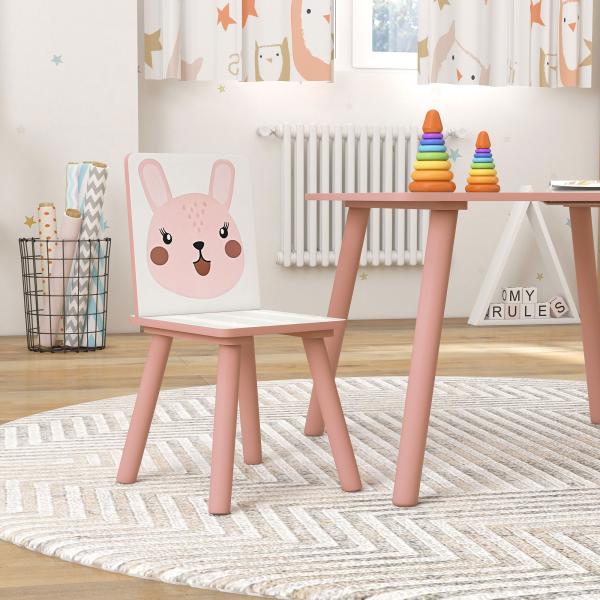 Conjunto de Mesa e Cadeiras para Crianças de 3 Peças Mesa Infantil com 2 Cadeiras Conjunto de Móveis para Atividades Rosa