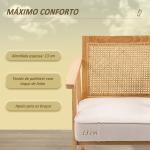 Cadeira de Sala de Estar com Encosto em Vime e Estrutura de Madeira de Borracha 63x69x78 cm Madeira e Bege