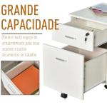 Bloco de Gavetas de Madeira Móvel para Arquivos no Escritório com 5 Rodas para Escritório Secretaria 40x49x58 cm Branco