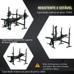 Banco de pesos reclinável multifuncional para treinamento e musculação 175x110x202 cm Preto