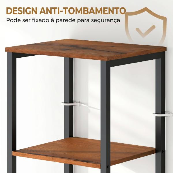 Coluna Casa de Banho Armário Alto Casa de Banho Estreito com Porta de Ripas Prateleiras Ajustáveis 37x30x167 cm Castanho Rústico