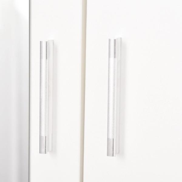 Armário Roupeiro de 2 Portas com Espelho 3 Gavetas Prateleiras Ajustáveis e Barra para Pendurar Incluida Roupeiro para Dormitório 80x50x180cm Branco