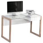 Mesa de computador Com tampo de vidro temperado e gaveta 120x60x75 cm Branco