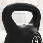 Peso Russo de 4 kg Kettlebell Fitness Preenchido de Areia com Punho Largo Antiderrapante 18x12x20 cm Preto
