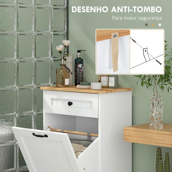 Móvel Auxiliar Casa de Banho Armário Casa de Banho com Gaveta Cesto para Roupa Móvel Casa de Banho Moderno 52x33x90 cm Branco