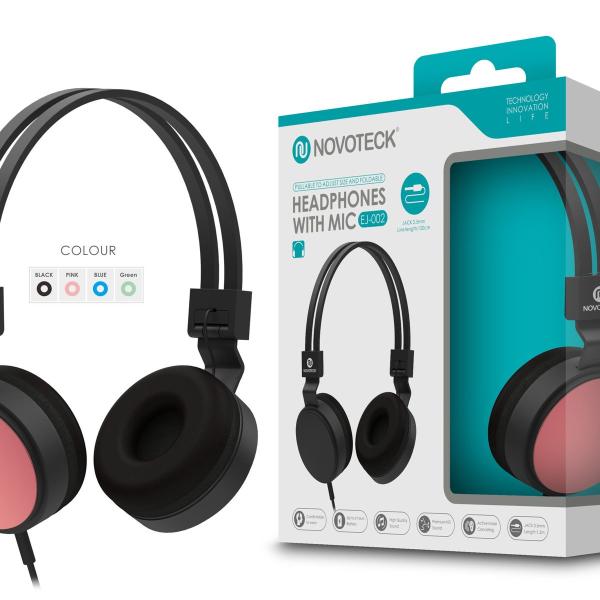 Auscultador com Micro - 120cm - Jack 3.50mm Cor da Rosa EJ-002