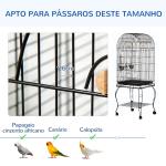 Gaiola para Pássaros com Suporte e Rodas Bandeja Amovível e 2 Tigelas 51x51x153 cm Preto