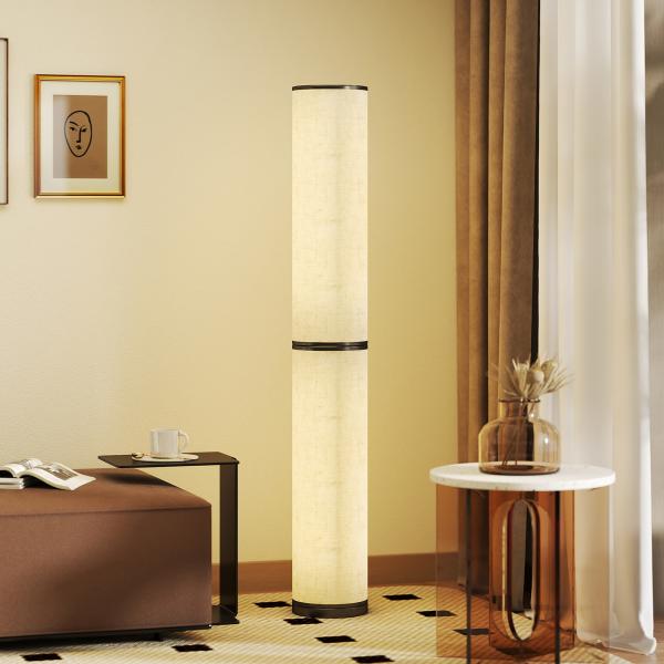 Candeeiro de Pé Moderno Candeeiro de Sala com Brilho Temperaturas de Cor Ajustáveis 3000K - 6000K Controle Remoto Magnético Temporizador para Quarto Escritório Decoração Ø20x135 cm Bege