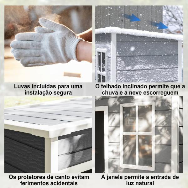 Abrigo de Jardim 1,14 m² 151x92x193 cm Abrigo de Exterior Metálico com Chão Porta de Correr Janela e Teto Inclinado Cinzento