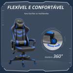 Cadeira Gaming Cadeira de Escritório Ergonómica com Altura Regulável Basculante Apoio de Cabeça 61x70x121 - 129 cm Azul
