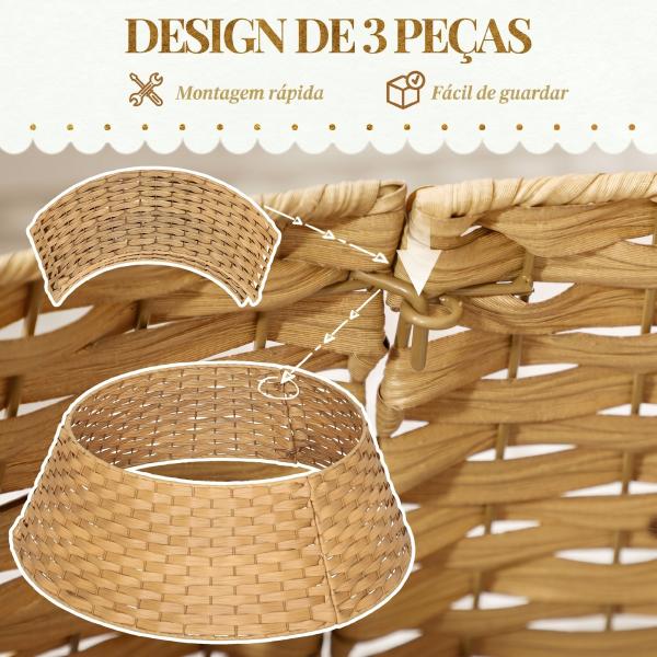 Saia para Árvore de Natal Rústica com Design Entrançado e Cobre - pé Ø68x22 cm Natural