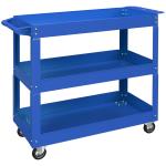 Carrinho de Ferramentas com Rodas 3 Prateleiras de Armazenamento e Alça Lateral 83x35,3x76 cm Azul