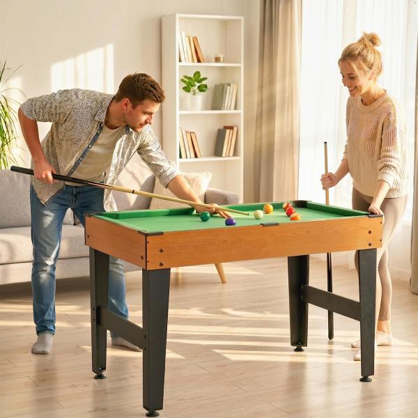 Mesa multijogos 4 em 1 com matraquilhos, bilhar, hóquei de mesa e ping - pong para crianças e adultos 107x61x84,5 cm natural
