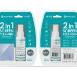 Kit de Limpeza para Telas LP-01 2 em 1 – Líquido 50ml com Pano de Microfibra, Elimina 99% dos Germes, Ideal para Dispositivos Eletrônicos