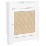 Cobertura para Radiador com Porta Rebatível e Vime Proteção Radiador de MDF 78x19x95,5 cm com Compartimento Desenho Boémio Branco