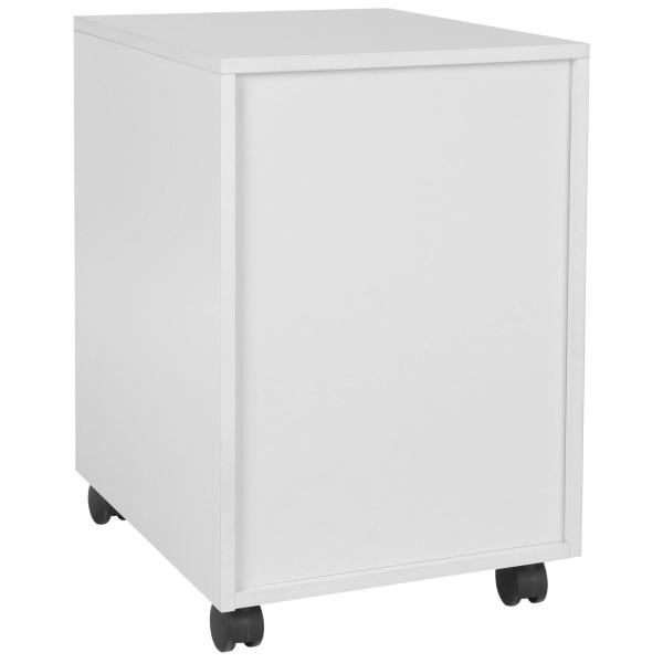 Bloco de Gavetas para Escritório Móvel de Escritório Bloco de Gavetas com 3 Gavetas e 4 Rodas 40x50x57,5 cm Madeira e Branco