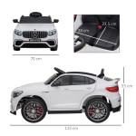 Carro Elétrico Infantil Mercedes AMG 12V com Controle Remoto Música Luzes Abertura da Porta Passeio para Crianças 3 - 5 Anos Branco 115x70x55 cm