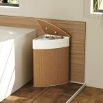 Cesto para Roupa Suja de Bambu de 55L com Tampa e Asa Saco Extraível e Lavável para Casa de Banho Quarto, 35x35x60 cm Castanho