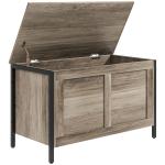Baú de Armazenamento 95L Baú de Arrumação com Tampa Banco de Armazenamento com Dobradiça de Segurança 80x40x50 cm Cinza Claro